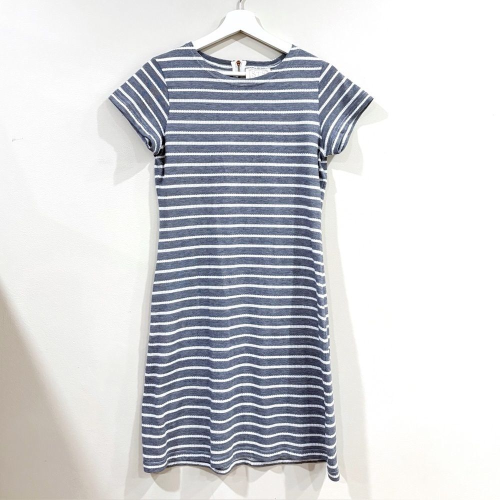 Sail to Sable STS Heathered Blue White Striped Knit Dress Small – Shift Style